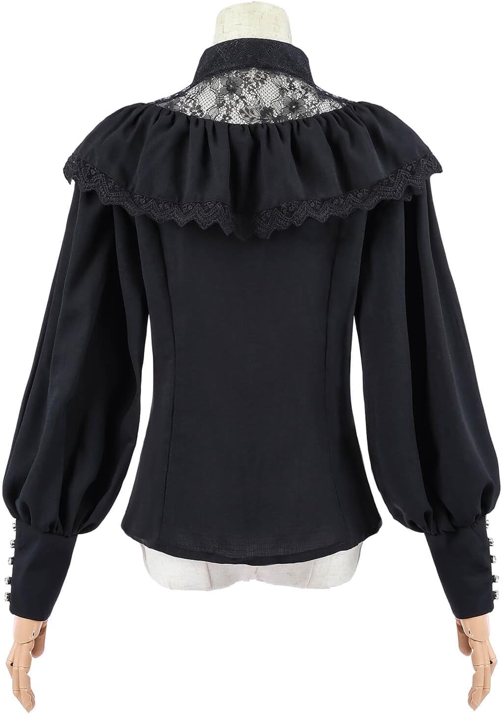 Fiamll Damen Viktorianisch Bluse Vintage Schleifenhemd Stehkragen mit Rüschen Langarmshirt Mittelalt