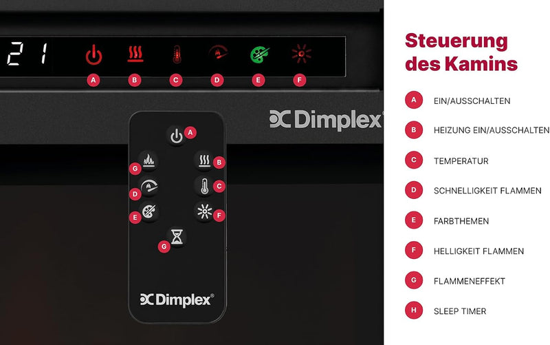 Dimplex 211002 Elektrokamin Einsatz XHD28 Firebox 28" LED-Lichter - Patentierter Optiflame Flammenef