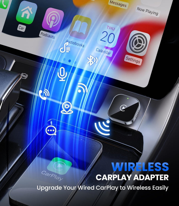 CarPlay Wireless Adapter für iPhone – Upgrade auf kabelloses CarPlay, Plug & Play, USB/Type-C, Mini