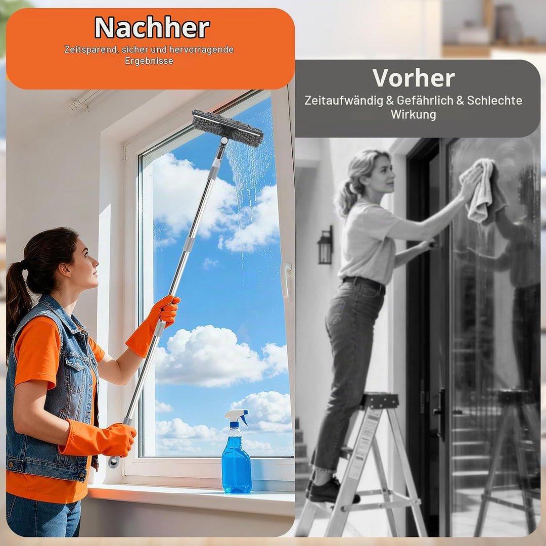 Staubwedel Teleskop Lang Ausziehbar, Wiederverwendbare biegbare Staubtücher, Mit Fensterreiniger und