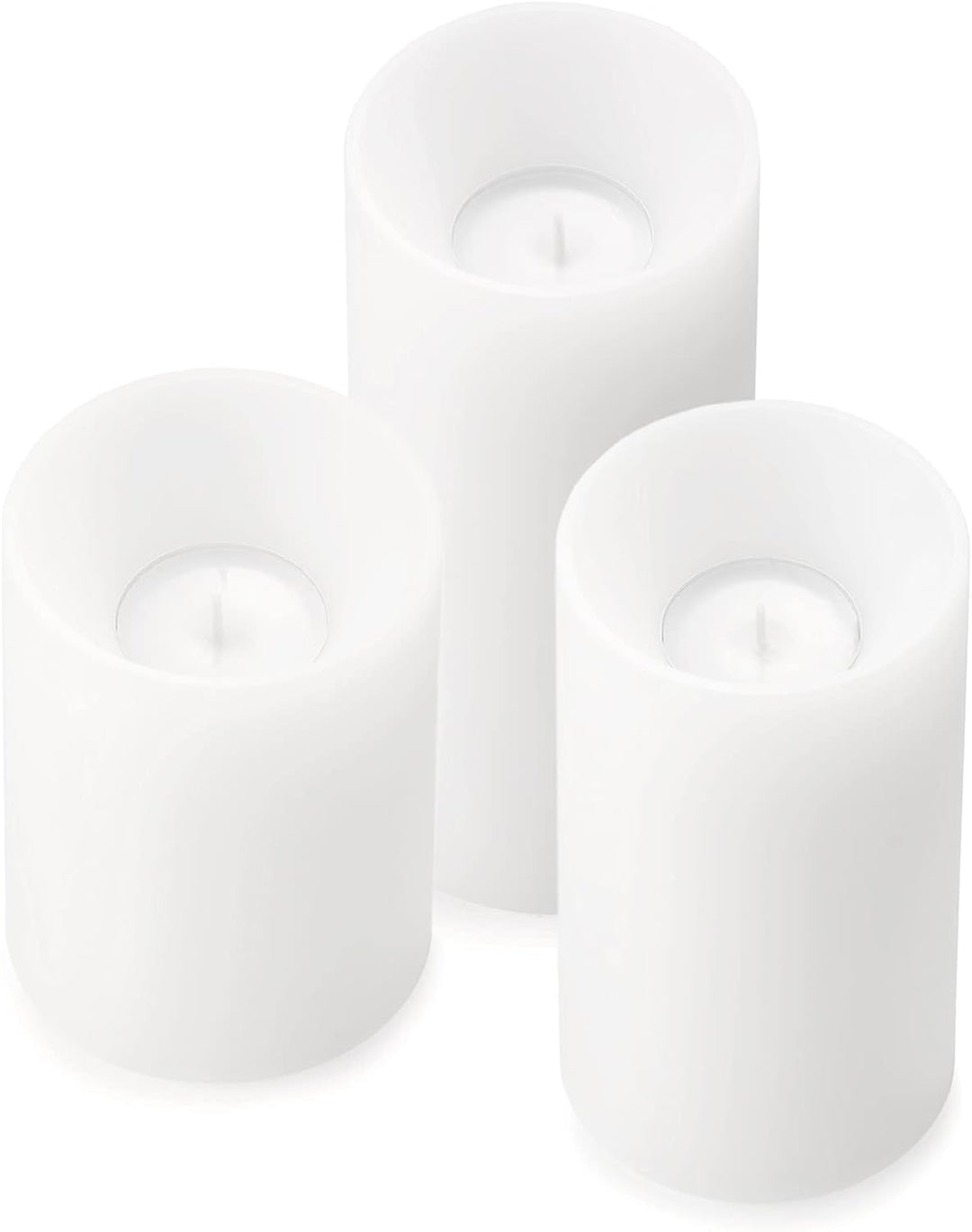 EDZARD Teelichthalter Corneliius (Ø 8 cm, H 18 cm) Teelicht tiefliegend - Kerzenständer Weiss für Te