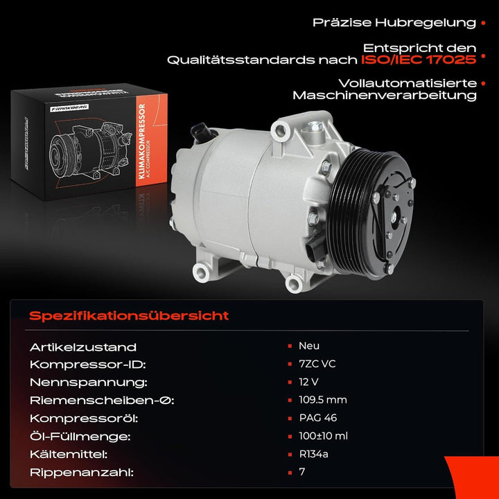 Frankberg Klimakompressor Klimaanlage 2-Polig Kompatibel mit Espace IV JK0/1 1.9L 2.0L 2.2L MPV 2004