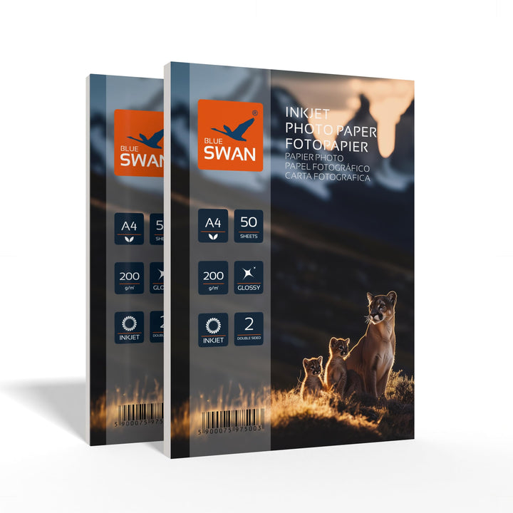 BLUE SWAN A4 Fotopapier 200 g/m² 100 Blatt – Beidseitig hochglänzend, wasserabweisend, schnelltrockn