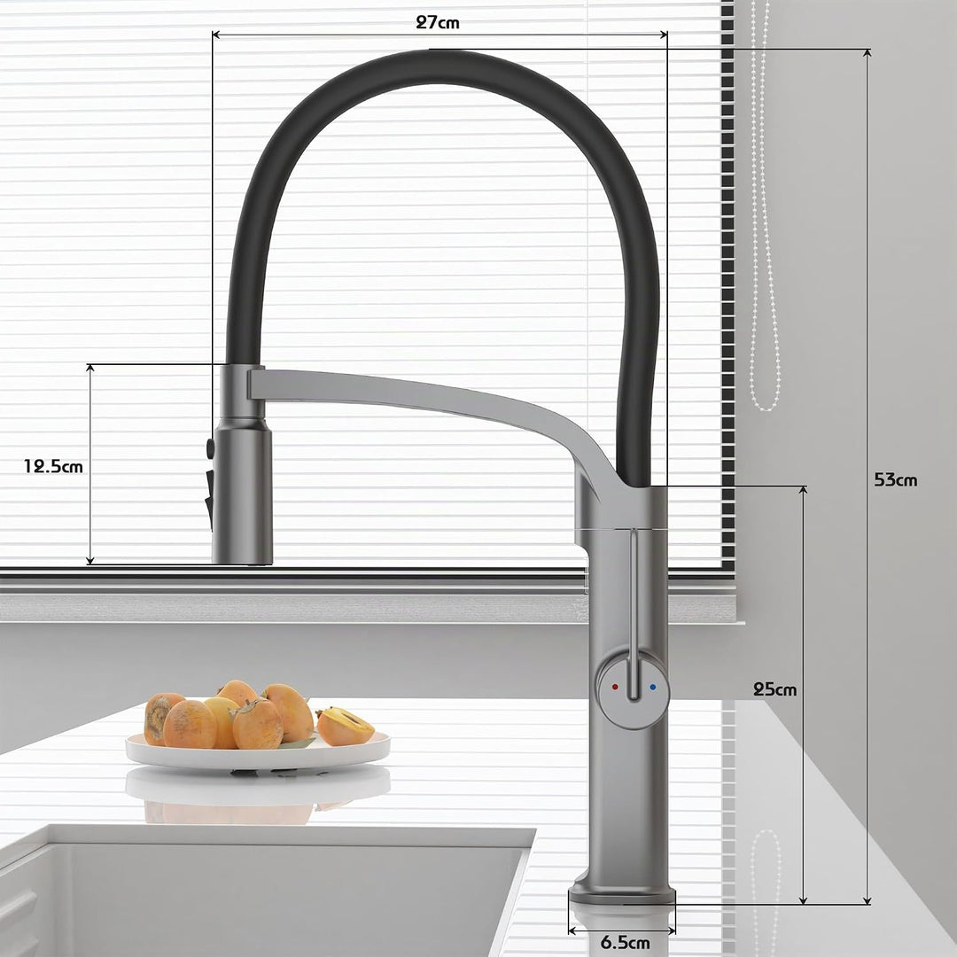 Wasserhahn Küche mit LED Temperaturanzeige, Herunterziehen Brause Drehung Küchenarmatur Spülarmature