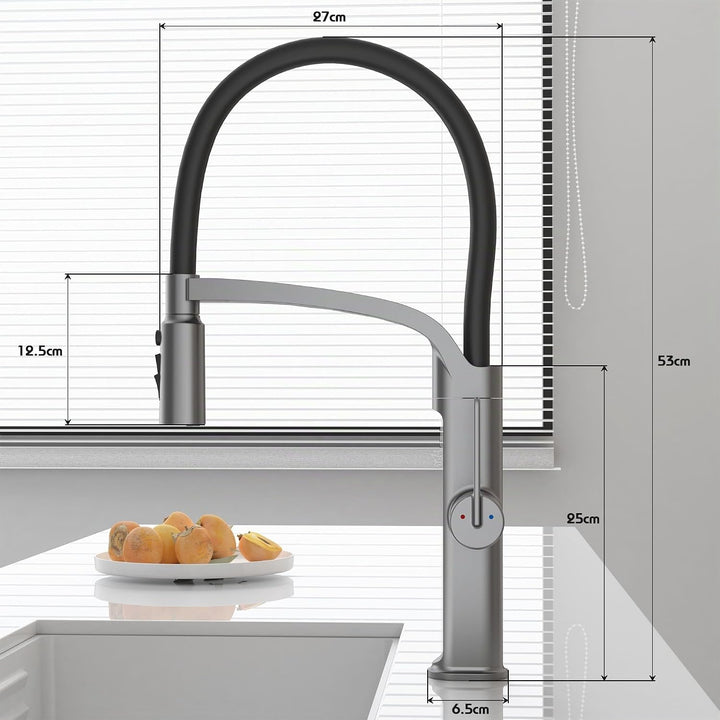Wasserhahn Küche mit LED Temperaturanzeige, Herunterziehen Brause Drehung Küchenarmatur Spülarmature