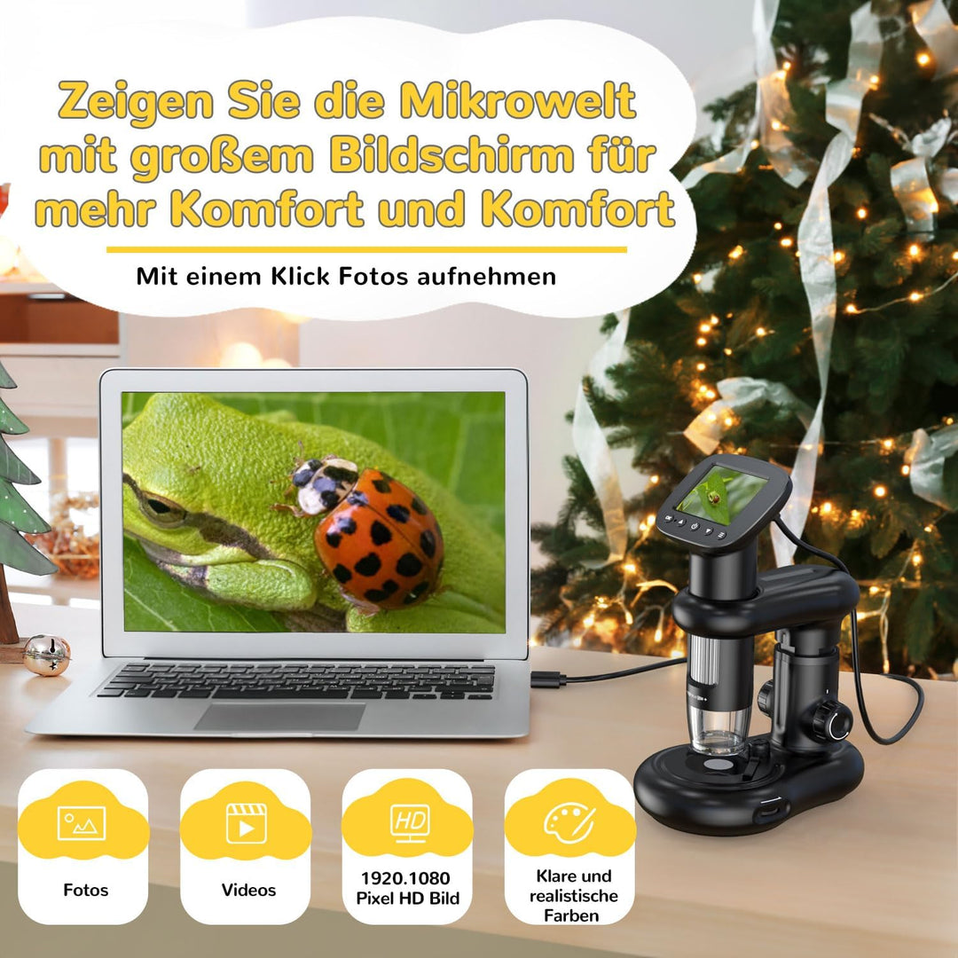 Microscope IMICHI Mikroskop für Kinder mit LCD Bildschirm 1000X grosse Vergrösserung klares Bild, ei