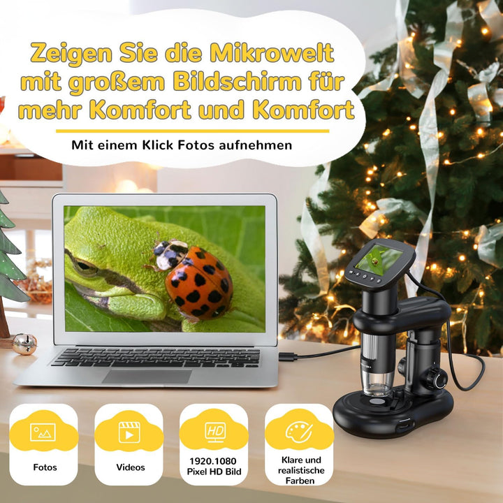 Microscope IMICHI Mikroskop für Kinder mit LCD Bildschirm 1000X grosse Vergrösserung klares Bild, ei