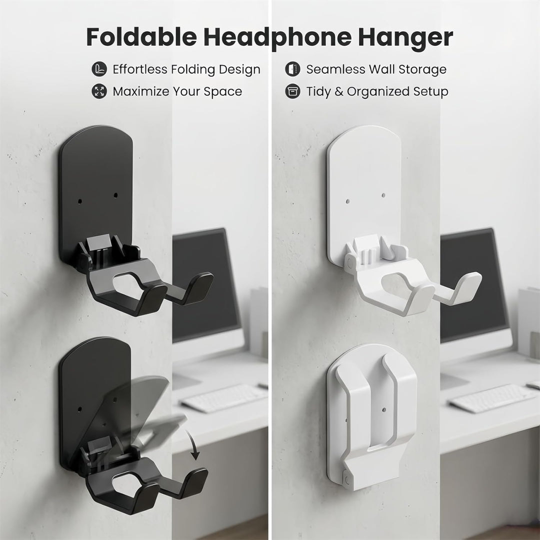 Selbstklebender Controller- und Headset-Ständer, 2er-Pack, wandmontierbar, faltbar, platzsparend, id