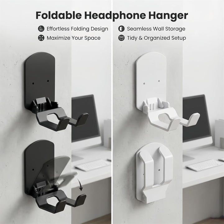 Selbstklebender Controller- und Headset-Ständer, 2er-Pack, wandmontierbar, faltbar, platzsparend, id