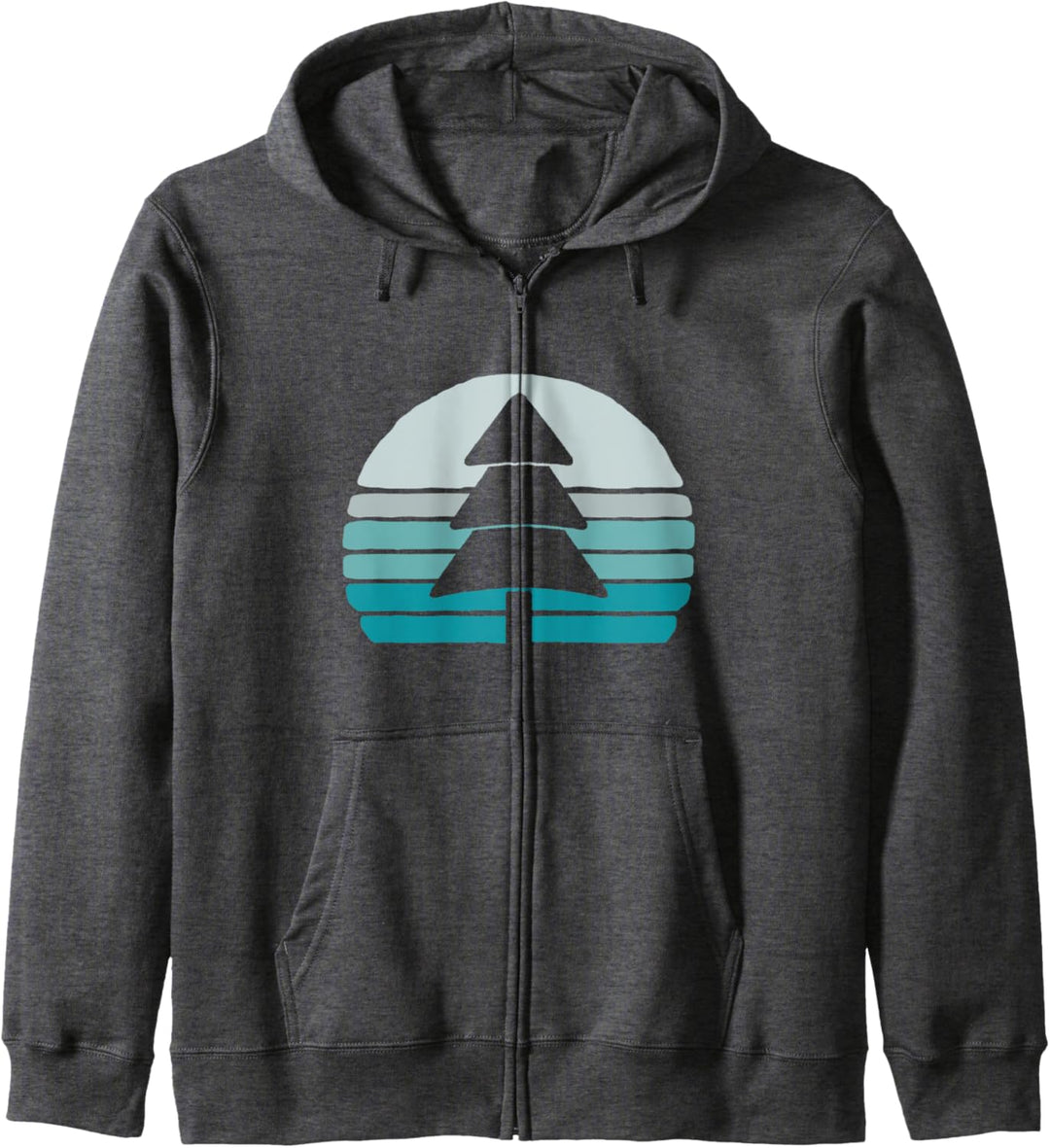 Minimalist Pine Tree & Retro Blue Sunset 80s Outdoor Graphic Kapuzenjacke