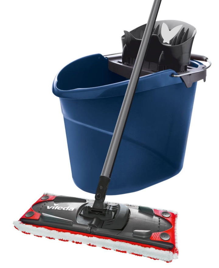 Vileda ULTRAMAX 2in1 Bodenwischer Komplett Set, Wischmopp mit Stiel, Mikrofaser-Bezug und Eimer mit