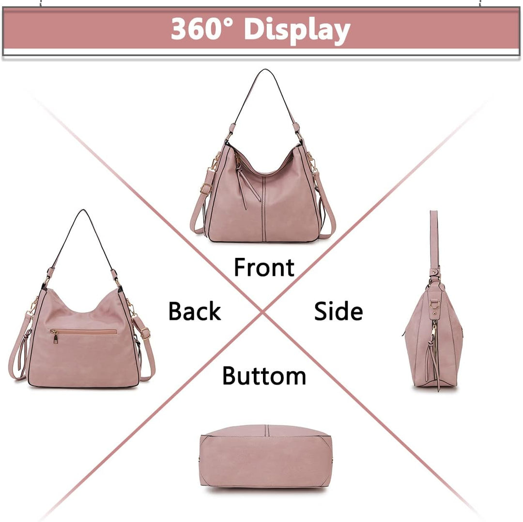 VX VONXURY Handtaschen für Frauen, Medium Vegan Leder Hobo Taschen Geldbörse für Damen Rosa, Rosa