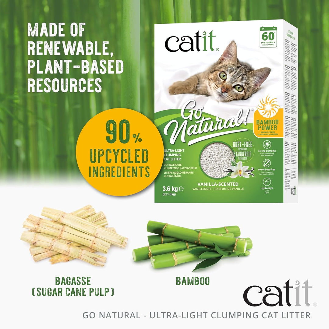 Catit Go Natural!, Klumpendes Katzenstreu aus Bambus, Vanilleduft, 1,4kg