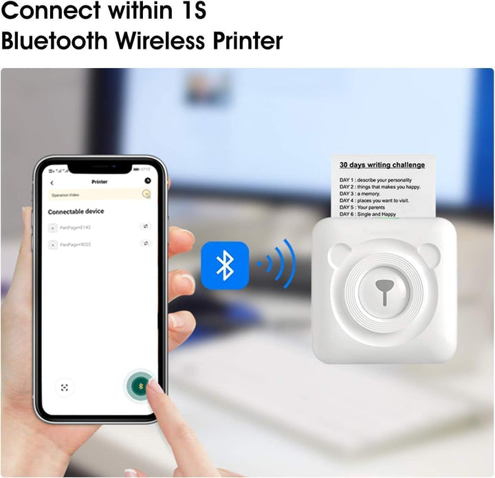Etikettendrucker, Monochrom, Mini Drucker für Smartphone,PeriPage Sticker Drucker Klein Mini Fotodru