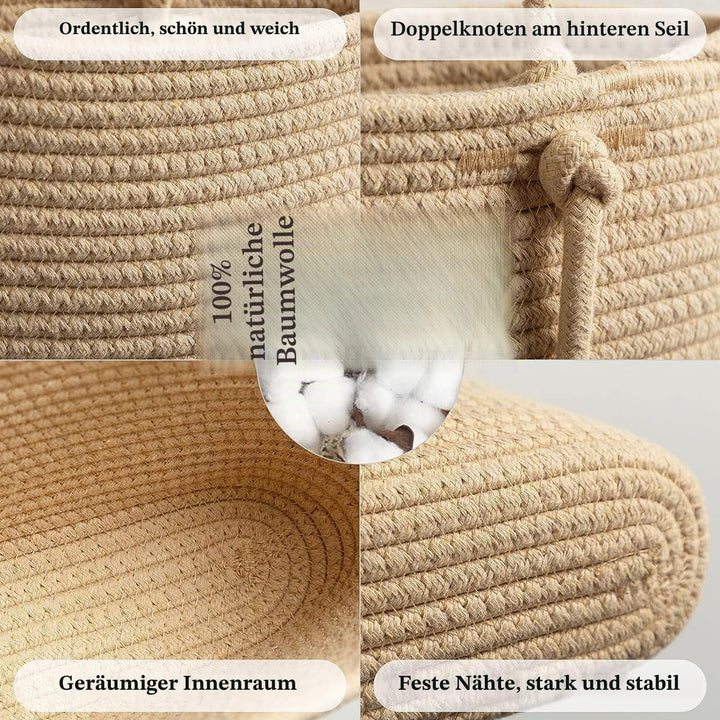 Royiwe Hängeorganizer Organizer Wand, Premium Leinen mit 3 stufiger Hängekorb aus Baumwollseil geweb