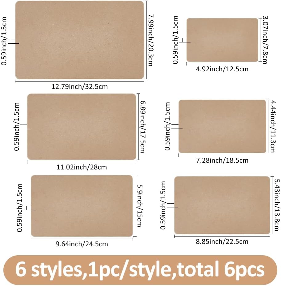 SUPERFINDINGS 6 Stück 6 Grösse Töpferformen Tiefe Rechteck MDF Holzplatten Schlumpfformen Für Tonpla
