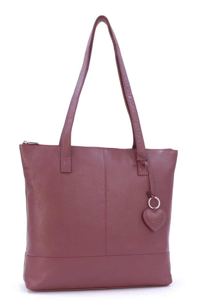 Gigi - Damen Leder Schultertasche - Tote Bag Gross - Handtasche mit Herz Schlüsselring - OTHELLO 910