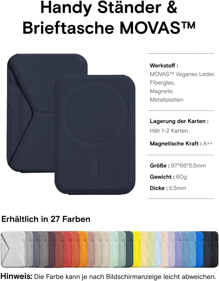 MOFT Snap-On Magnetischer Handy Wallet Ständer, Leder Kartenhalter Stand Kompatibel mit Magsafe iPho