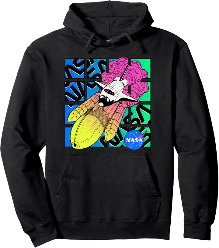 NASA Neon Retro Space Crafts Poster Pullover Hoodie
