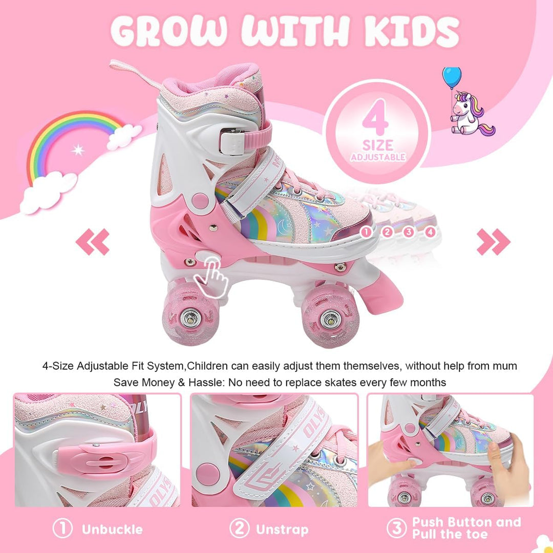 Rollschuhe Kinder Rollschuhe Verstellbar Rollschuhe Damen,LED Rollschuhe und 4 Grössen verstellbar,R