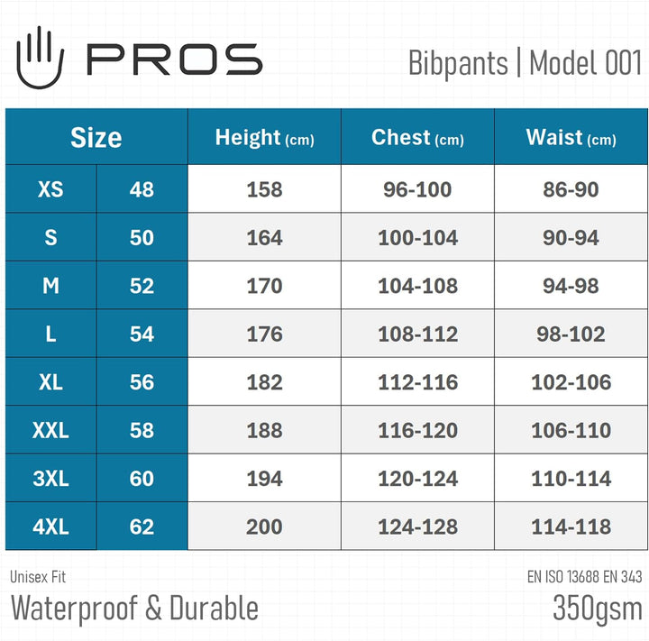 PROS 001 Regenhose Wasserschutzlatzhose Latzhose Arbeitshose Herren Damen EN ISO 13688 EN 343 Schwei