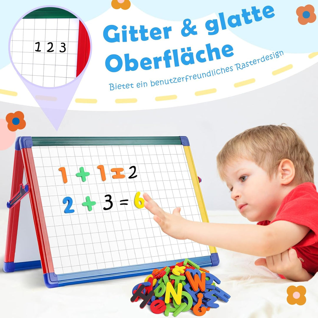 Swansea Magnettafel Kinder, Klappbar Whiteboard, A3, Doppelseitig mit Buchstaben- und Zahlenmagneten