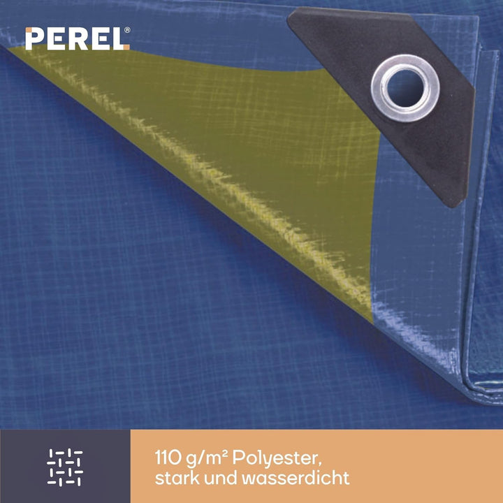 Perel 110-1012 Abdeckplane Stark, Blau/Khaki, 10 x 12 m