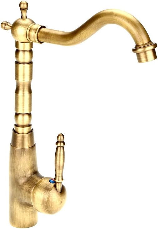 Fdit Retro Becken Wasserhahn Mischbatterie Einhand mit 2 Wasserschlauch Wasserfilterhahn für Küche B