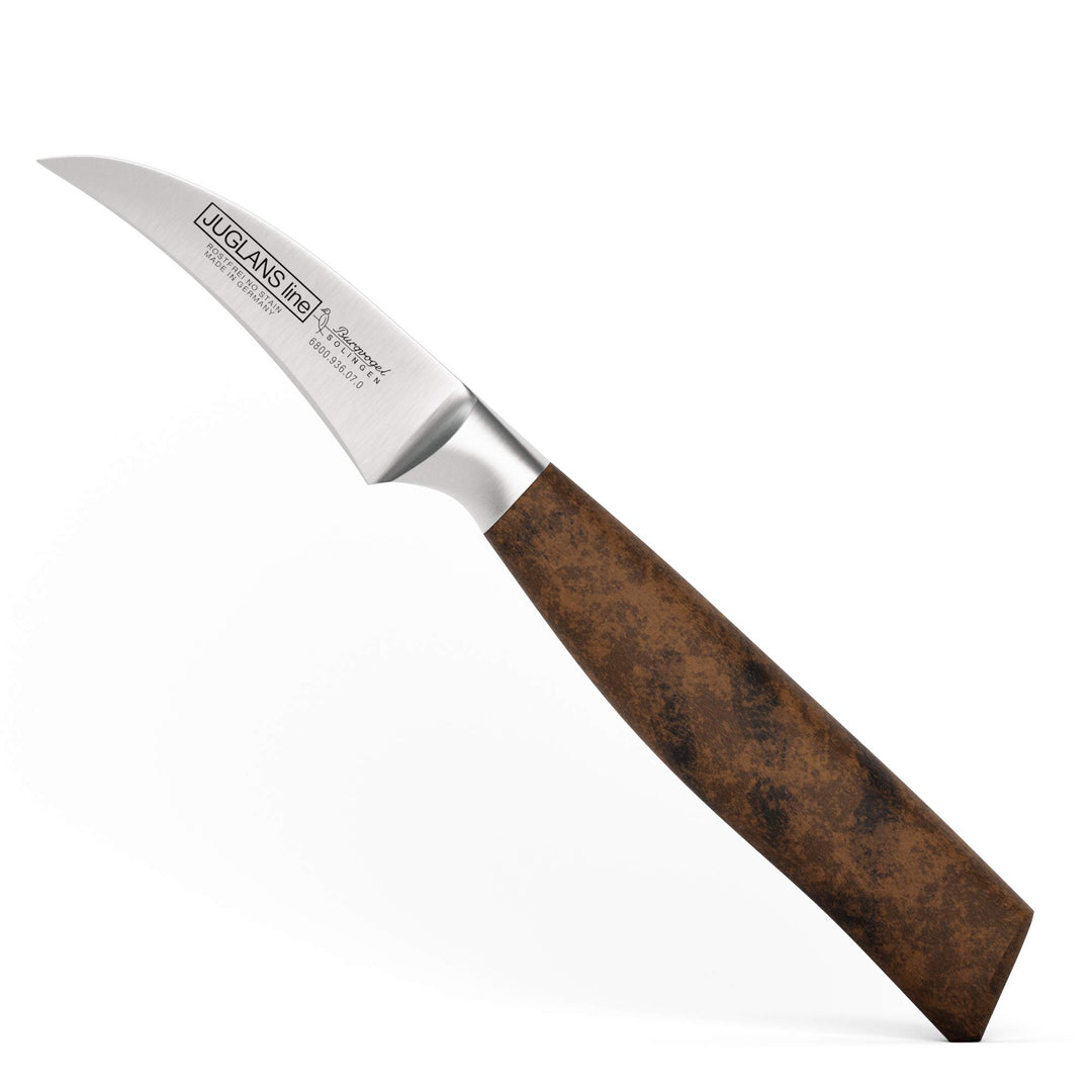 Burgvogel Solingen Juglans Line Küchenmesser Walnussholz 7 cm, rostfrei, Officemesser scharf geschmi