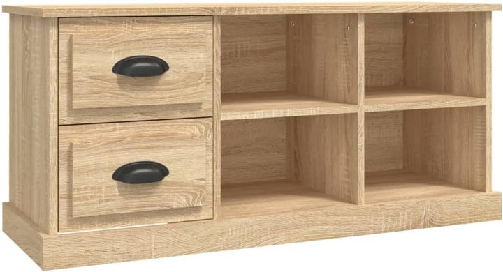 vidaXL TV Schrank, Fernsehtisch mit 2 Schubladen 4 Fächern, Fernsehschrank Lowboard für Wohnzimmer S