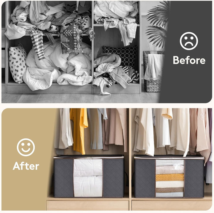 Lifewit 3 Stück Aufbewahrungstasche, Aufbewahrungsbox mit Deckel, Kleiderschrank Organizer Faltbare
