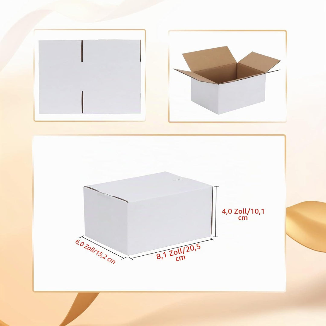 EYMPEU 40 Stück 20,3x15,3x10,2cm Weisse Versandkarton, Kartons für Gegenstände, Spielzeug, Schreibwa