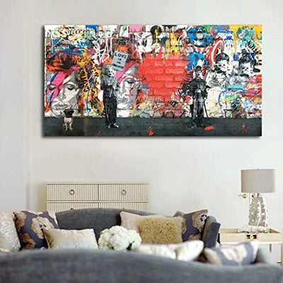Banksy Leinwand-Kunst, abstrakte Graffiti-Street-Kunst, Leinwand-Kunst, Bilder, Drucke für Wohnzimme