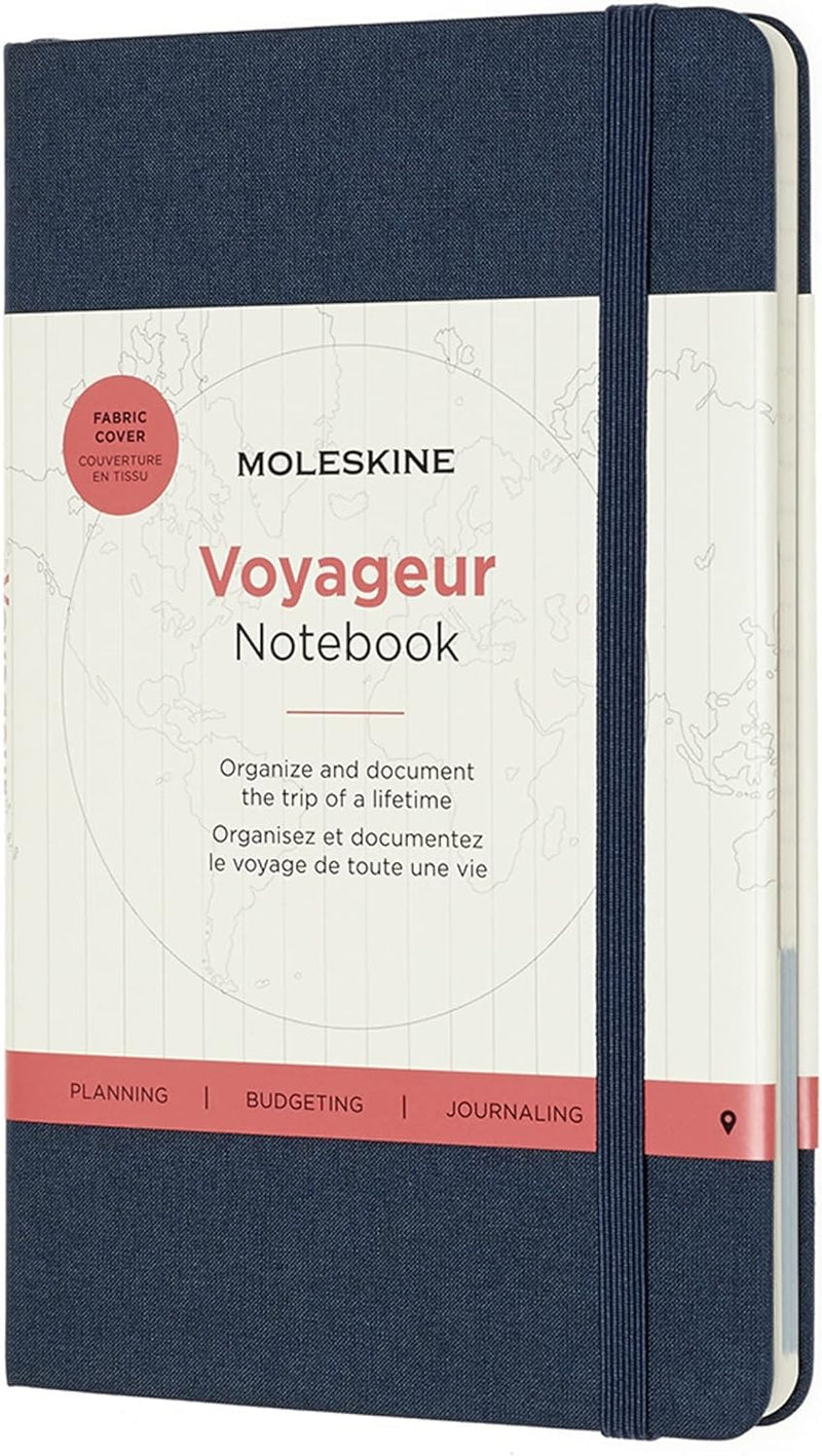 Moleskine Voyageur Notebook, Travel Notebook, Fabric Hard Cover with Elastic Closure, Ocean Blue Col