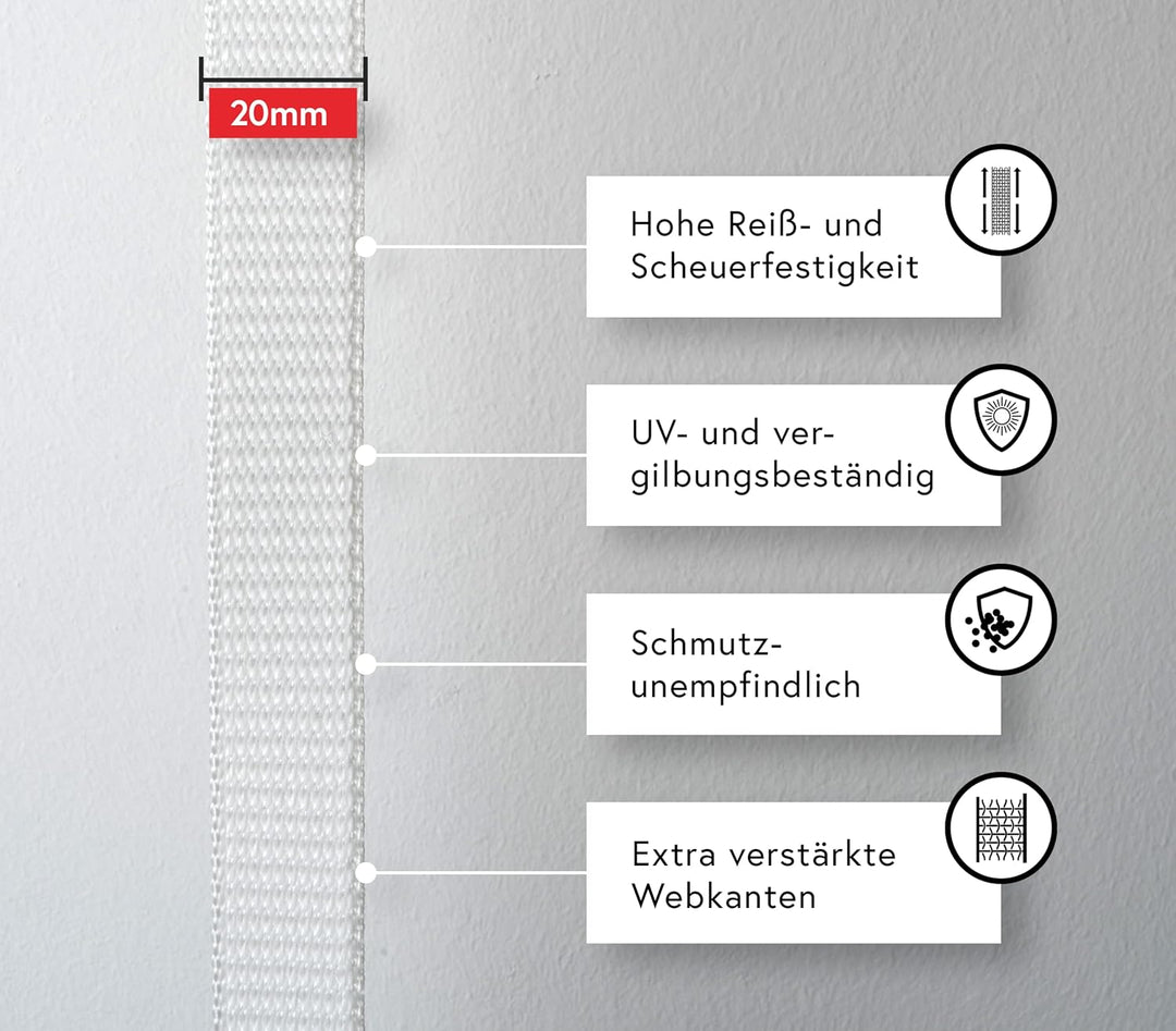 BAUHELD® 50m Rolladengurt 14mm 18mm 20mm 23mm [Made in Germany] Für Rolläden an Türen &amp; Fenster geei