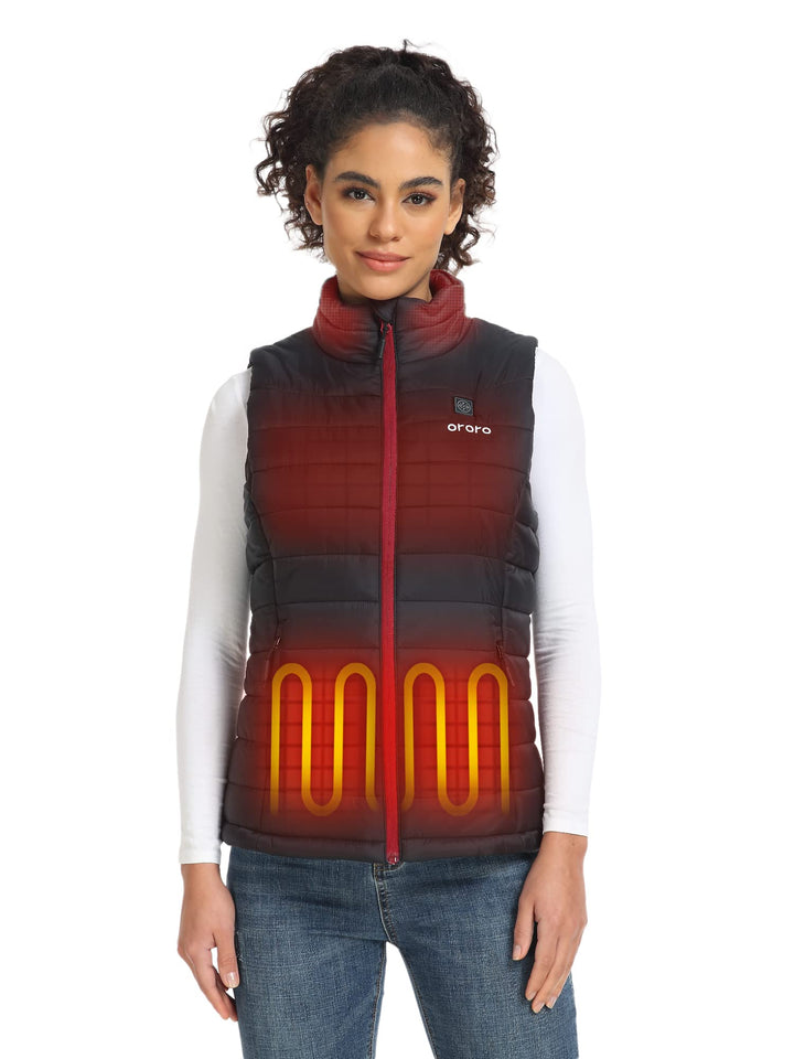 ORORO Beheizbare Weste Damen Mit Akku Leichte Beheizte Damenweste XS Neutral Schwarz, XS, Neutral Sc