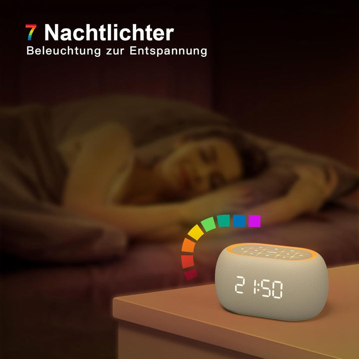 ANJANK Digitaler Radiowecker 4-in-1 mit Bluetooth Lautsprecher, Wecker mit 7 Farben Nachtlicht, UKW