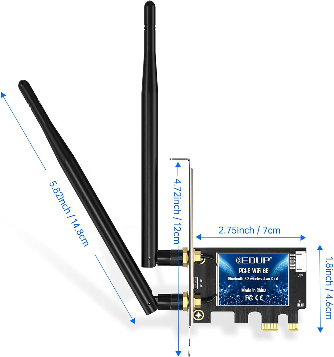 EDUP WiFi 6E Bluetooth 5.2 PCIE WLAN Karte Intel AX210 5400Mbit/s WLAN Netzwerkkarte Adapter, 802.11