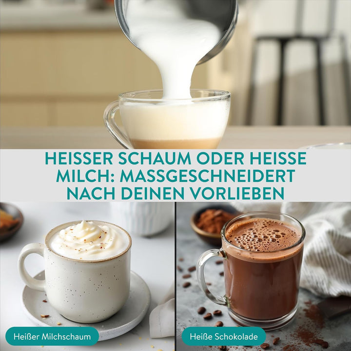 Navaris Elektrischer Milchaufschäumer 4 in 1 - Mit 2 Rührbesen - Automatische Abschaltung - Milchsch