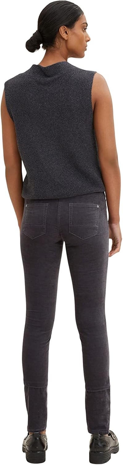 TOM TAILOR Damen Alexa Slim Samthose 34W / 32L 15417 - Evident Anthracite, 34W / 32L 15417 - Evident