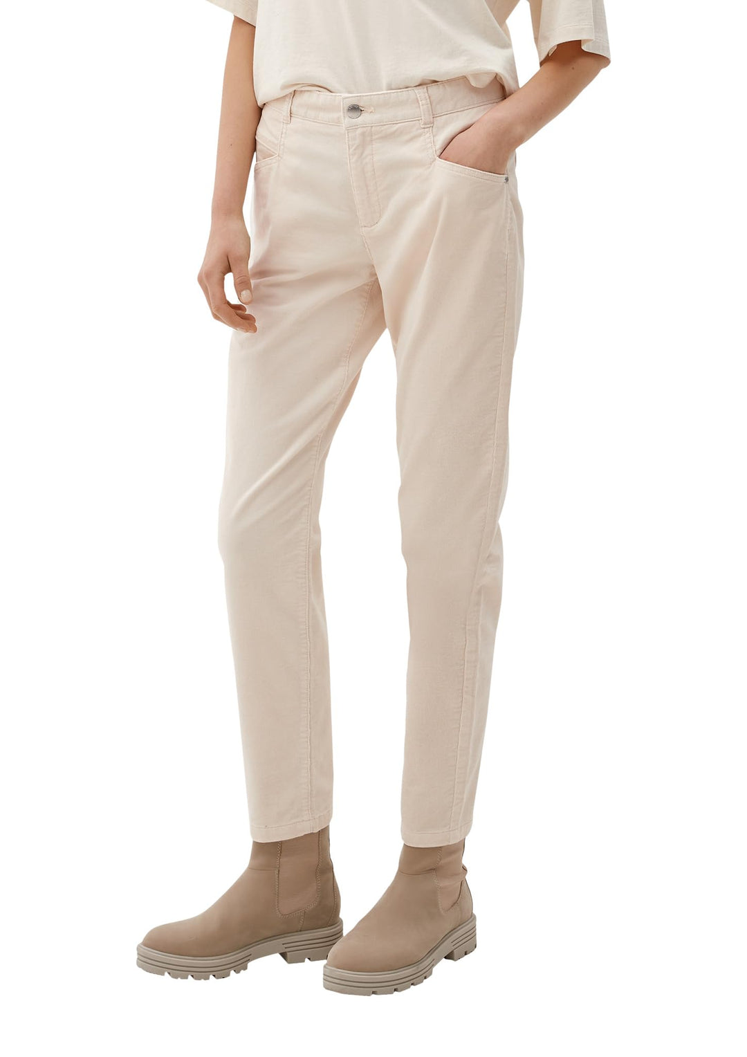 S. Oliver Damen Jeans Hose Comfort Chino Cordstretch Beige 34 Beige 8100, 34 Beige 8100