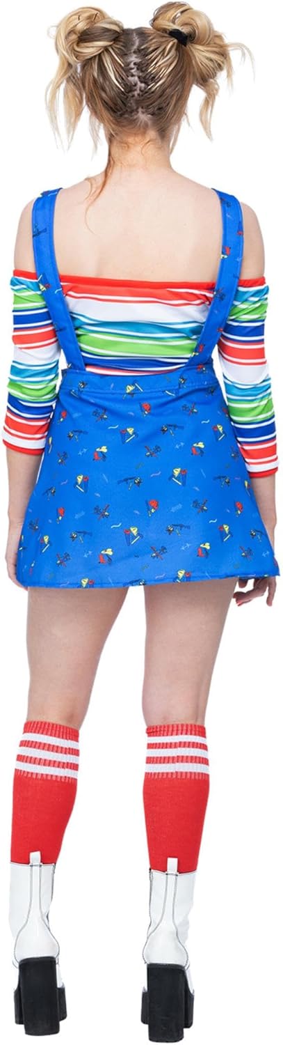 Smiffys Offiziell lizenziertes Chucky-Kostüm, Damen, mehrfarbig Small (UK 8-10), Small (UK 8-10)
