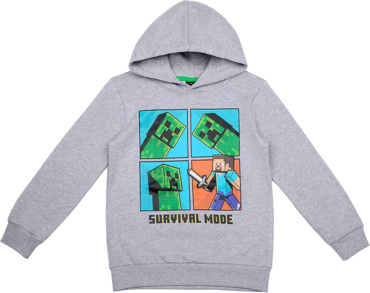 Minecraft Jungen Creeper Hoody Kapazenpullover 128 Grau 3, 128 Grau 3