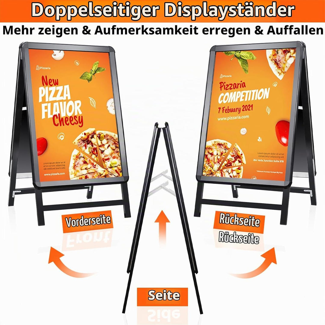 DIN A2 Kundenstopper Outdoor, Plakatständer wetterfest, doppelseitiger Aufsteller inklusive Schutzfo