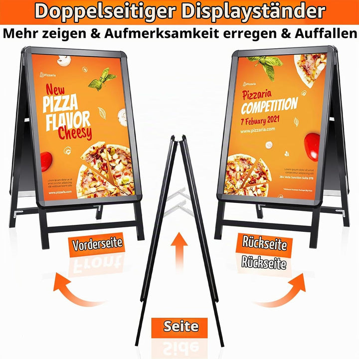 DIN A2 Kundenstopper Outdoor, Plakatständer wetterfest, doppelseitiger Aufsteller inklusive Schutzfo