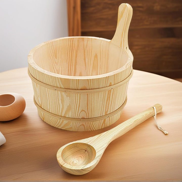 Sauna Eimer und Schöpfkelle | Holz Sauna Eimer Zubehör,Dichte Holz Dusche Zubehör 4L Fassungsvermöge