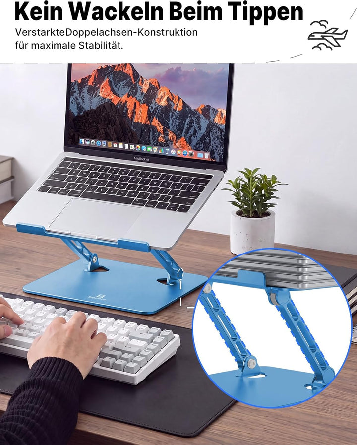Ergonomischer Laptop Ständer aus Aluminium, Höhenverstellbar &amp; Faltbar, Stabil &amp; Rutschfest, Verbess