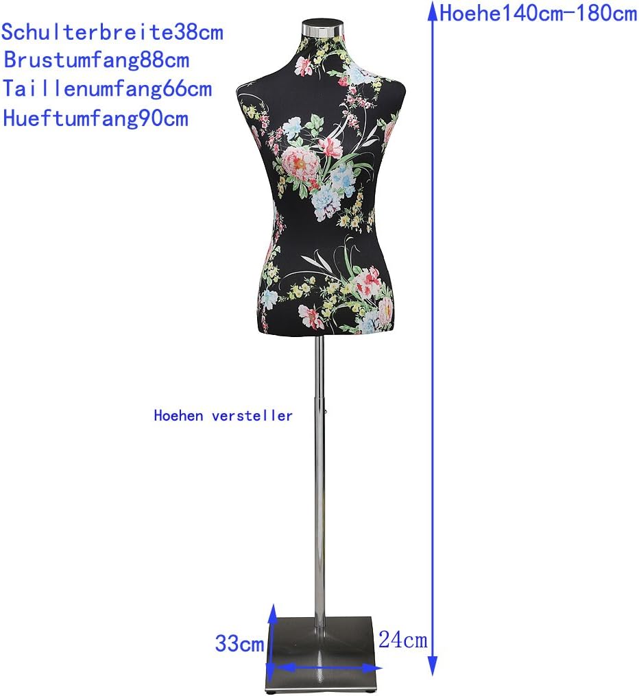 Loywe Schneiderpuppe Damenbüste Büste Torso Gr.36/38 | LW6022 S mit Rote Blume, S mit Rote Blume