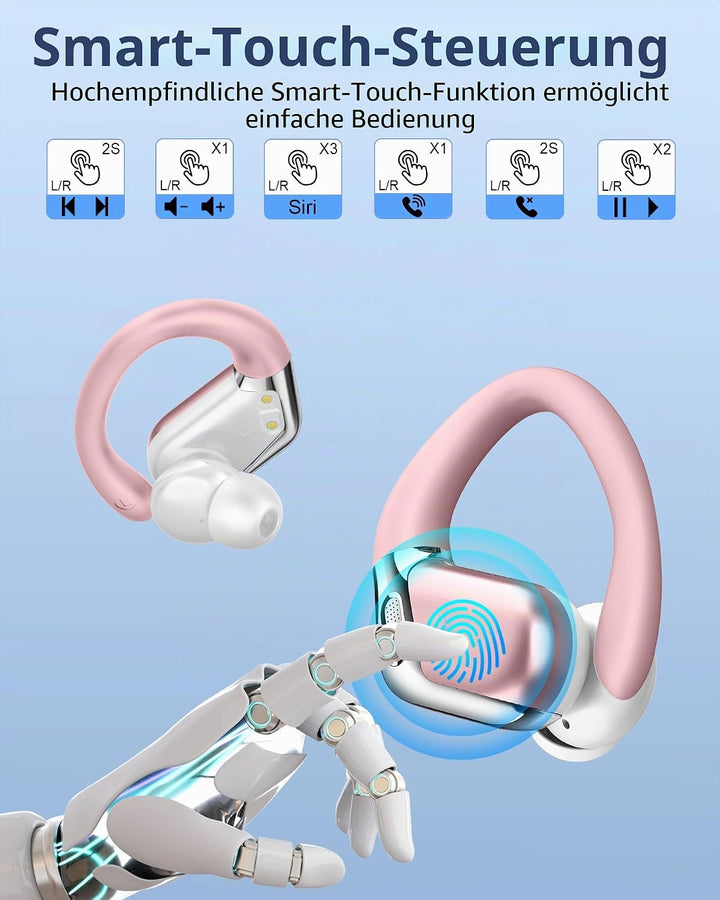 2026 Bluetooth Kopfhörer, Kopfhörer Kabellos Bluetooth 5.4 Sport tiefer Bass, 50 std Spielzeit In Ea