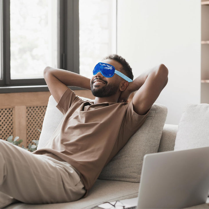 Relaxdays Augenmaske kühlend &amp; wärmend, 2er Set, Gelperlen, Kühlmaske für Augen, Kühlbrille mit Klet